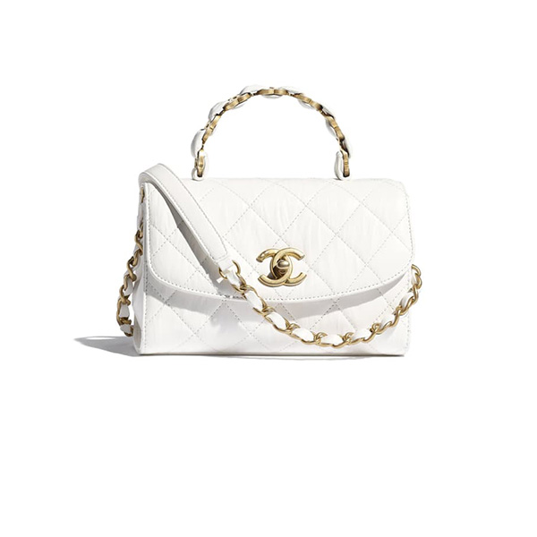 Chanel Mini Flap Bag With Top Handle White