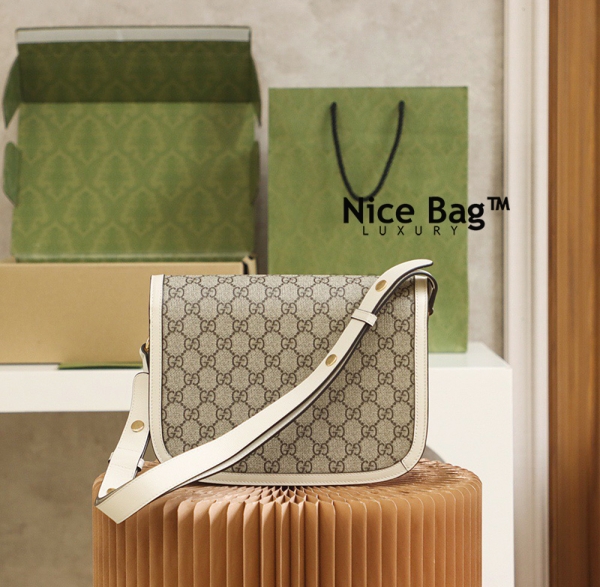 Gucci Horsebit 1955 Shoulder Bag White sử dụng chất liệu nguyên bản như chính hãng, chuẩn 99% chất lượng tốt nhất