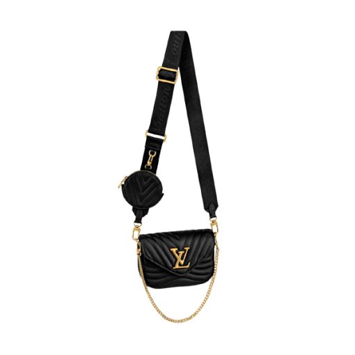 Louis Vuitton New Wave Multi Pochette Black sử dụng chất liệu da bê nguyên bản như chính hãng, sản xuất hoàn toàn bằng thủ công chuẩn 99% full box và phụ kiện