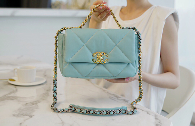 Chanel 19 best sale light blue