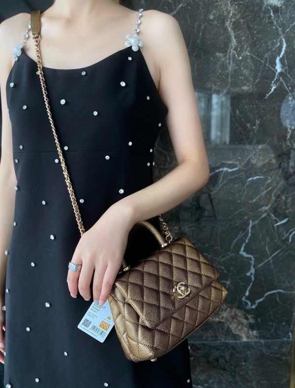 Chanel Coco Handle Bag Metallic Caviar Quilted Gold - Nice Bag™