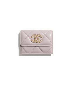 Ví Ví Chanel 19 Small Flap Wallet Lambskin Light Pink like authentic sử dụng chất liệu da cừu nguyên bản như chính hãng, sản xuất hoàn toàn bằng thủ công, full box và phụ kiện, chuẩn 99% so với chính hãng