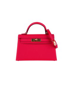 Hermes Kelly 20 Sellier Mini Kelly II Gold Epsom Pink like authentic sử dụng chất liệu chính hãng, sản xuất hoàn toàn bằng thủ công, cam kết chất lượng tốt nhất, chuẩn 99% so với chính hãng, full box và phụ kiện, bao check