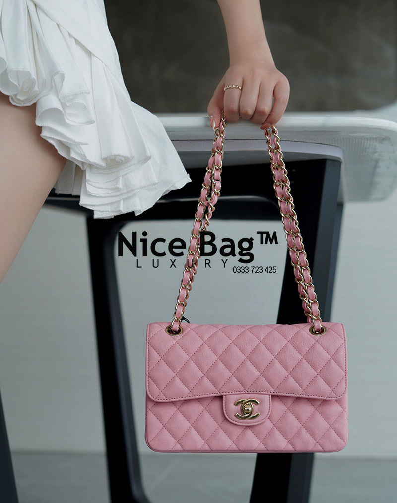 Túi Chanel Pink Lambskin Leather Classic Medium Double Flap Bag - Nice Bag™