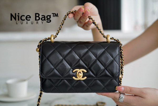 Túi Chanel small Flap Bag Calfskin & Gold-Tone Metal black - Nice Bag™