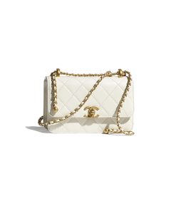 Túi Chanel Mini Flap Bag Calfskin & Gold-Tone Metal White like authentic sử dụng chất liệu da nguyên bản so với chính hãng, sản xuất hoàn toàn bằng thủ công, cam kết chất lượng tốt nhất, chuẩn 99% so với chính hãng, full box và phụ kiện