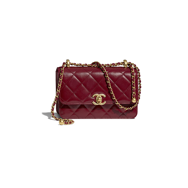 Túi Chanel Mini Flap Bag Calfskin & Gold-Tone Metal Burgundy
