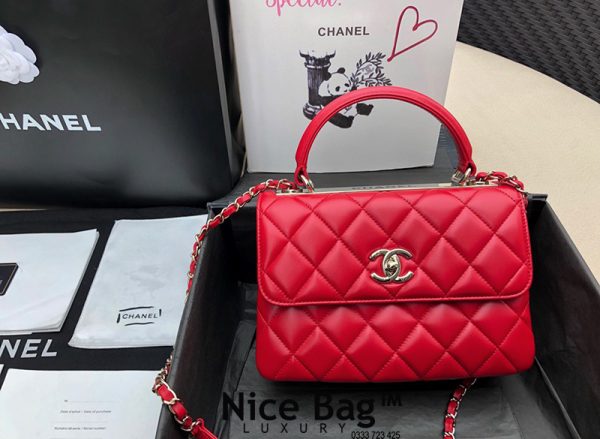 Túi Chanel Trendy CC Red like authentic sử dụng chất liệu da cừu nguyên bản như chính hãng, sản xuất hoàn toàn bằng thủ công, cam kết chất lượng tốt nhất, chuẩn 99% so với chính hãng, full box và phụ kiện