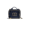 Túi Chanel Vanity Case Navy Blue like authentic sử dụng chất liệu chính hãng, sản xuất hoàn toàn bằng thủ công, chuẩn 99% so với chính hãng, full box và phụ kiện