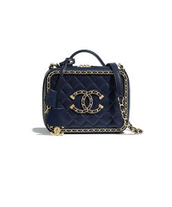 Túi Chanel Vanity Case Navy Blue like authentic sử dụng chất liệu chính hãng, sản xuất hoàn toàn bằng thủ công, chuẩn 99% so với chính hãng, full box và phụ kiện