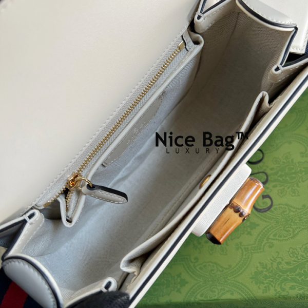 Túi Xách Gucci Small top handle bag with Bamboo white like authentic sử dụng chất liệu chính hãng sản xuất hoàn toàn bằng thủ công, cam kết chất lượng tốt nhất chuẩn 99% full box và phụ kiện