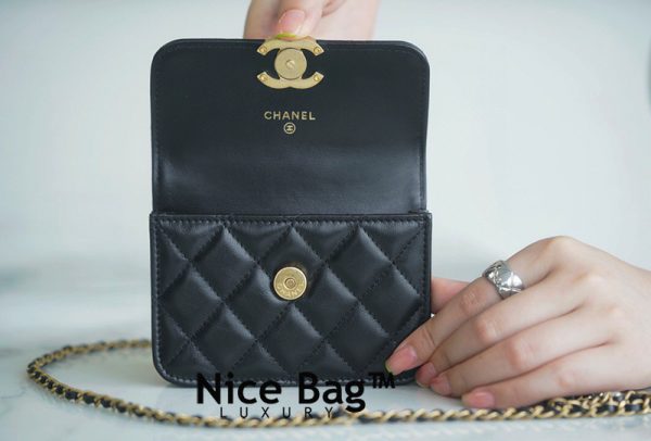Chanel 21A Black Mini Flap Coin Purse With Chain Handle Shoulder Crossbody  Bag - Nice Bag™