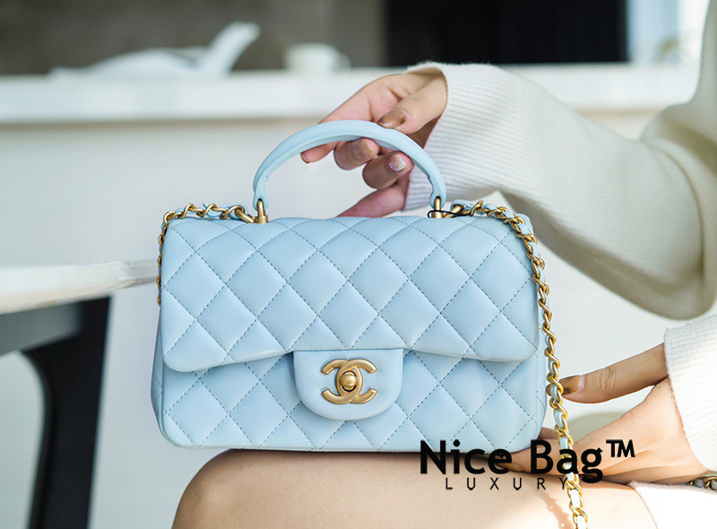 Chanel Mini Flap Bag With Top Handle Blue - Nice Bag™