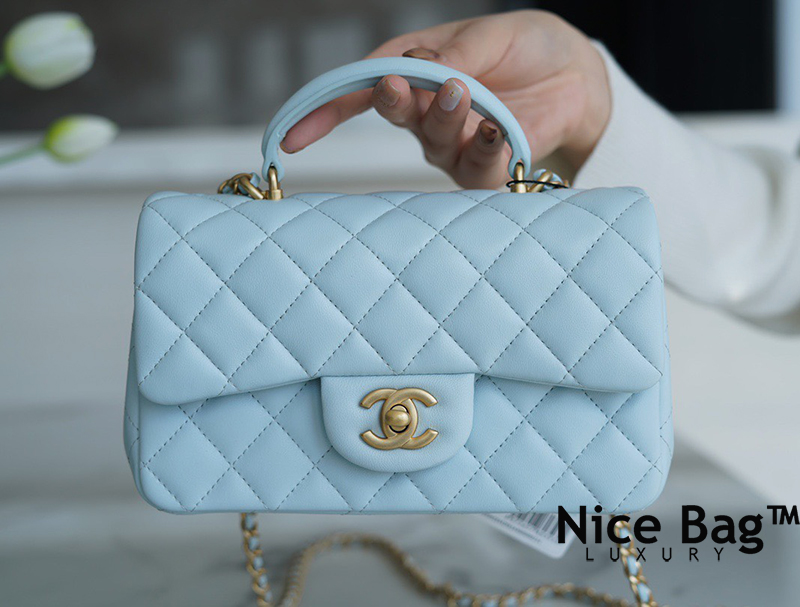 Chanel Mini Flap Bag With Top Handle Blue - Nice Bag™
