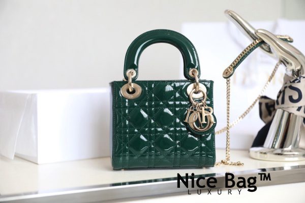 Dior Lady Mini Bag Blue Da Bóng - Nice Bag™