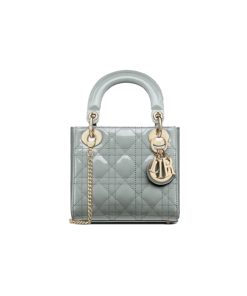 Dior Lady Mini Bag Gray Patent Cannage Calfskin like authentic sử dụng chất liệu chính hãng, sản xuất hoàn toàn bằng thủ công, cam kết chất lượng tốt nhất, chuẩn 99% full box và phụ kiện