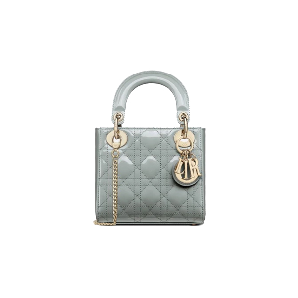 Dior Lady Mini Bag Gray Patent Cannage Calfskin