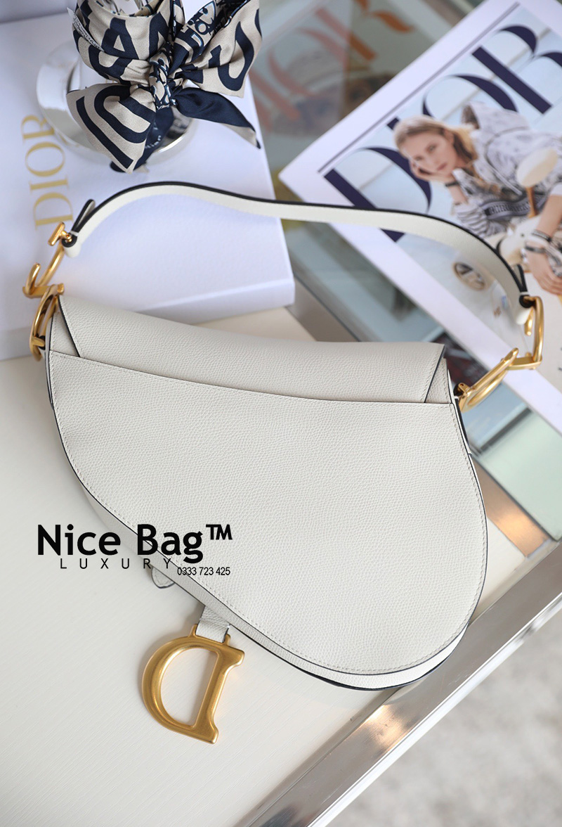 Dior saddle bag white best sale and gold