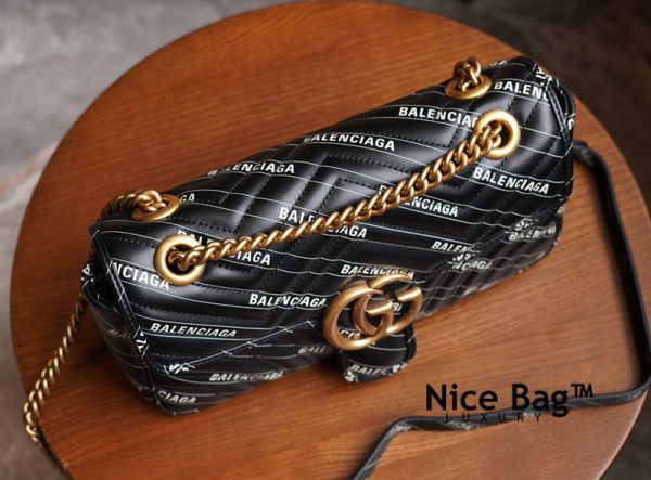 Gucci x Balenciaga The Hacker Project Small GG Marmont Bag Black like authentic sử dụng chất liệu da nguyên bản như chính hãng, sản xuất hoàn toàn bằng thủ công, cam kết chất lượng tốt nhất, chuẩn 99% full box và phụ kiện