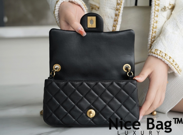 Chanel Lambskin Quilted Mini CC Pearl Crush Rectangular Flap Black - Nice  Bag™