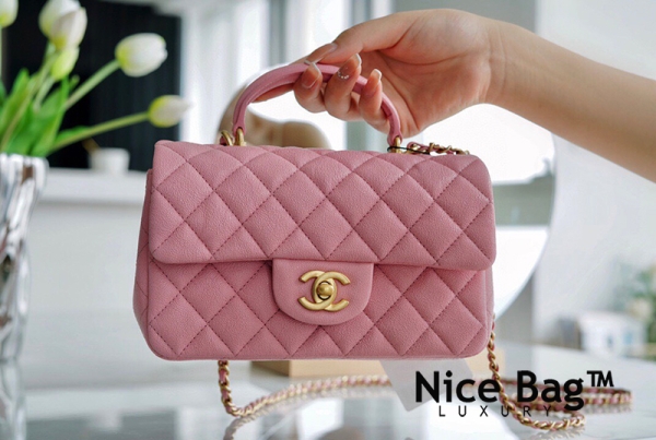 Chanel Mini Flap Bag With Top Handle Pink - Nice Bag™