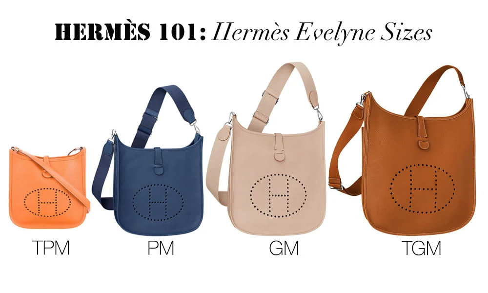 Kích cỡ của những chiếc túi Hermes Evelyne