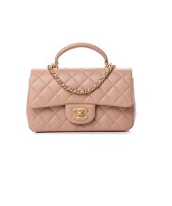 Chanel Mini Flap Bag With Top Handle Brown like authentic sử dụng chất liệu da cừu nguyên bản như chính hãng, sản xuất hoàn toàn bằng thủ công, cam kết chất lượng tốt nhất, chuẩn 99% full box và phụ kiện