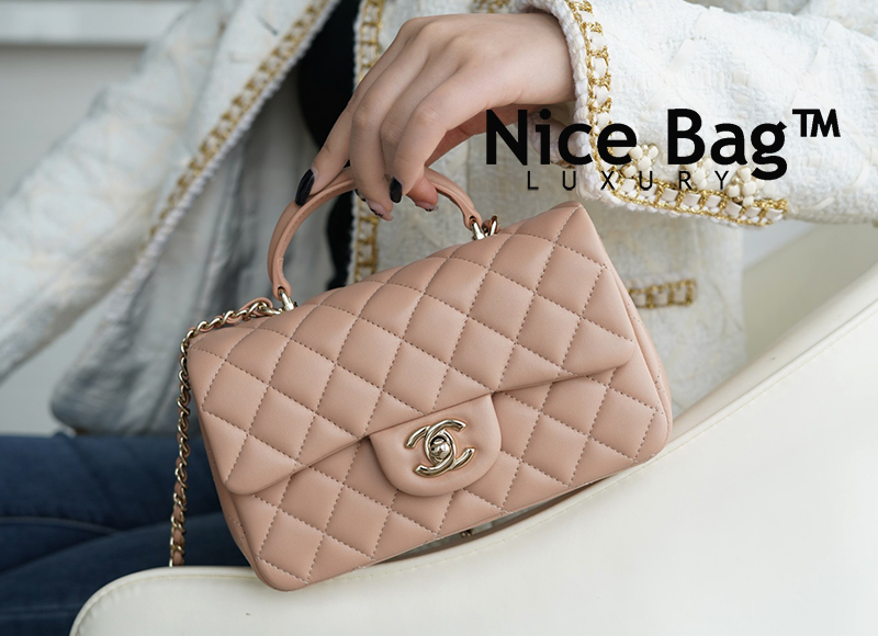 Chanel Mini Flap Bag With Top Handle Brown - Nice Bag™