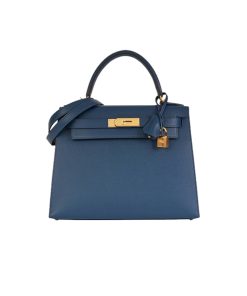 Hermes Kelly Epsom 28 Blue like authentic sử dụng chất liệu da bê dập vân nhập từ ý, may bằng thủ công, cam kết chất lượng tốt nhất chuẩn 99% cam kết chất lượng tốt nhất, full box và phụ kiện