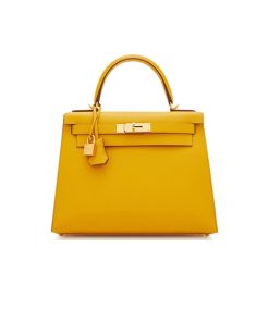 Hermes Kelly Epsom 28 Yellow like authentic sử dụng chất liệu da bò nhập ý dập vân. may hoàn toàn bằng thủ công, chuẩn 99% so với chính hãng, full box và phụ kiện