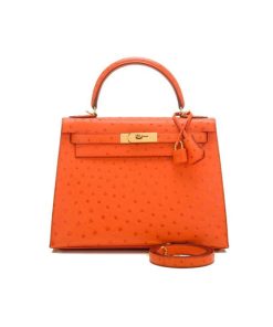 Hermes Kelly 28 Ostrich Orange like authentic cam kết chất lượng tốt nhất dùng không ai biết sử dụng chất liệu da đà điểu nam phi, may hoàn toàn bằng thủ công, full box và phụ kiện