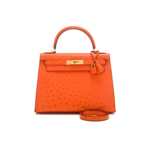 Hermes Kelly 28 Ostrich Orange like authentic cam kết chất lượng tốt nhất dùng không ai biết sử dụng chất liệu da đà điểu nam phi, may hoàn toàn bằng thủ công, full box và phụ kiện