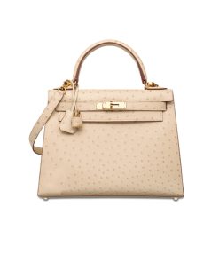 Hermes Kelly 28 Ostrich Cream like authentic cam kết chất lườn tốt nhất dùng không ai biết được sử dụng cùng loại chất liệu với chính hãng, da đà điểu nam phi chuẩn 100%, và được may thủ công hoàn toàn, full box và phụ kiện