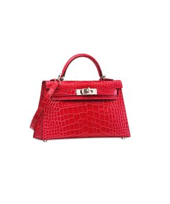 Hermes Kelly Mini Red Crocodile like authentic sử dụng chất liệu da cá sấu bắc mỹ, được may 100% bằng thủ công, cam kết chất lượng tốt nhất chuẩn 99% dùng không ai biết full box và phụ kiện