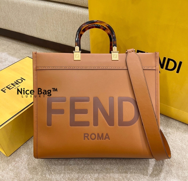 Fendi Sunshine Medium Brown Leather Shopper like authentic chất lượng vip nhất hiện nay, sử dụng chất liệu da bê, chất liệu nguyên bản so với chính hãng, cam kết chất lượng tốt nhất
