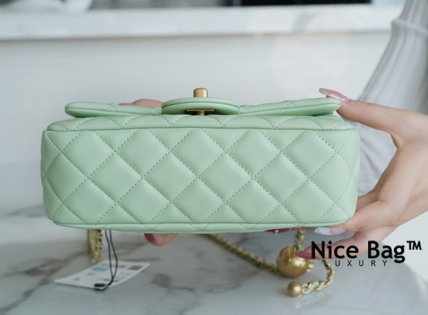 Chanel Lambskin Quilted Mini Cc Pearl Crush Rectangular Flap Green - Nice  Bag™