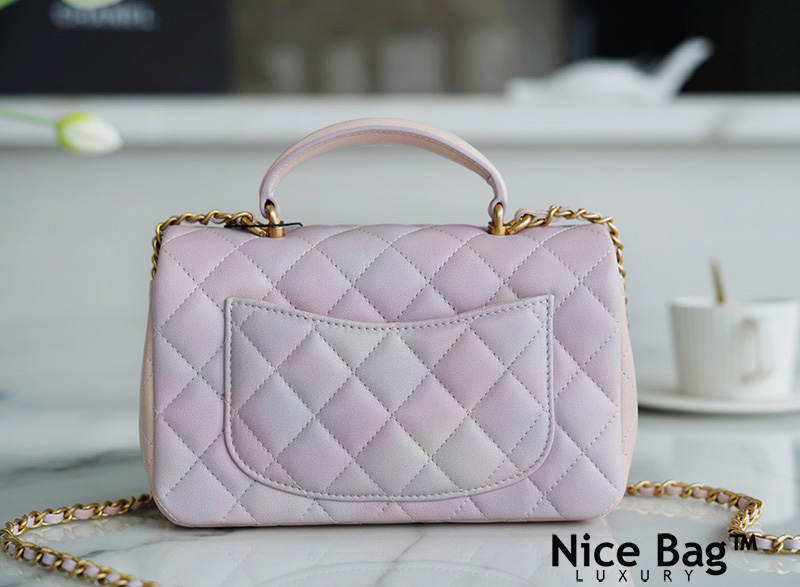 Classic Mini Flap Bag with Top Handle Pink/green