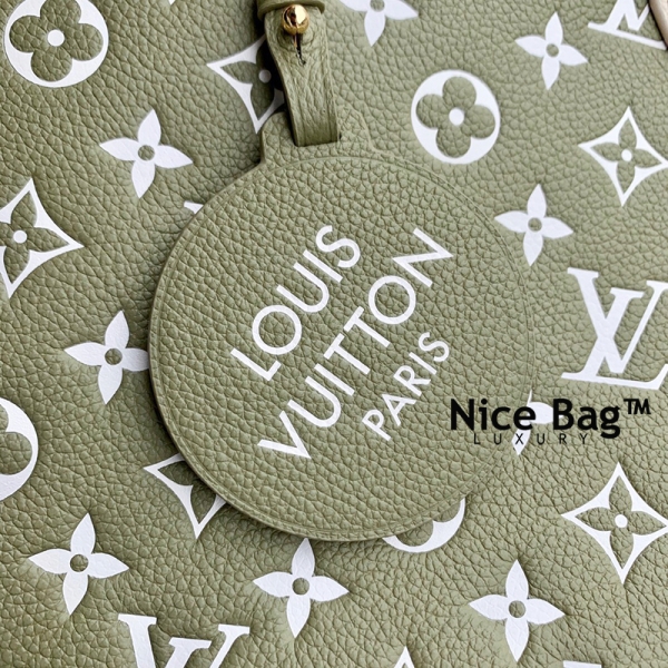 Louis Vuitton LV Onthego MM Khaki Green Beige Cream like authentic chất lượng vip cam kết chất lượng vip tốt nhất, sử dụng chất liệu da bê nguyên bản như chính hãng, full box và phụ kiện, cam kết chất lượng tốt nhất