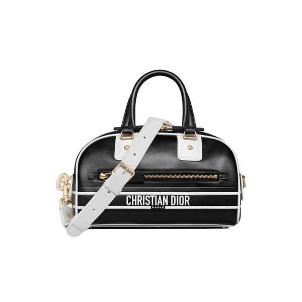 Dior Vibe Zip Bowling Bag Small Black And White like authentic chất lượng vip nhất hiện nay, sử dụng chất liệu da bê, nguyên bản so với chính hãng, may thủ công, full box và phụ kiện