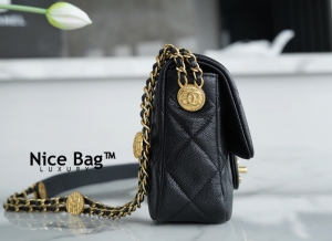 Chanel 22A Small Flap Bag Black Grained Shiny Calfskin - Nice Bag™
