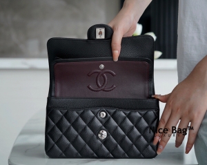 Chanel Classic Bag Medium Black Silver - Nice Bag™