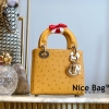 Dior Lady Mini Bag Ostrich Yellow like authentic chất lượng vip nhất hiện nay, sử dụng chất liệu da đà điểu, full box và phụ kiện