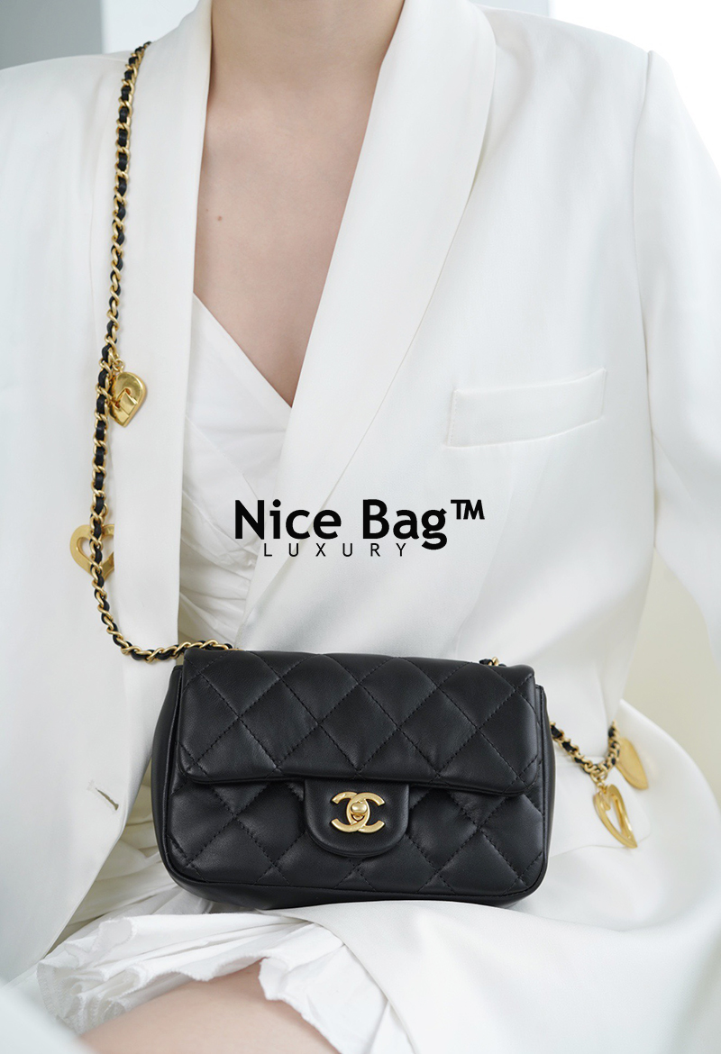 Chanel Mini Flap Bag Lambskin Light Black - Nice Bag™