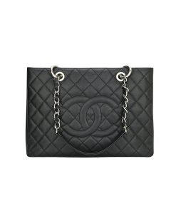 Chanel Shopping Handtasche Bag Black Silver like authentic, chất lượng vip nhất, sửu dụng chất liệu da bê dập hạt nguyên bản so với chính hãng, full box và phụ kiện