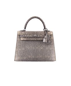 Hermes Kelly 25 Sellier Ombre Lizard Palladium Hardware chất lượng vip nhất hiện nay, sử dụng chất liệu nguyên bản so với chính hãng, dùng chất liệu da thằn lằn nam phi tự nhiên, được làm hoàn toàn thủ công tay, full box và phụ kiện,