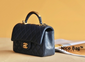 Chanel Mini Flap Bag With Top Handle Navy Blue - Nice Bag™