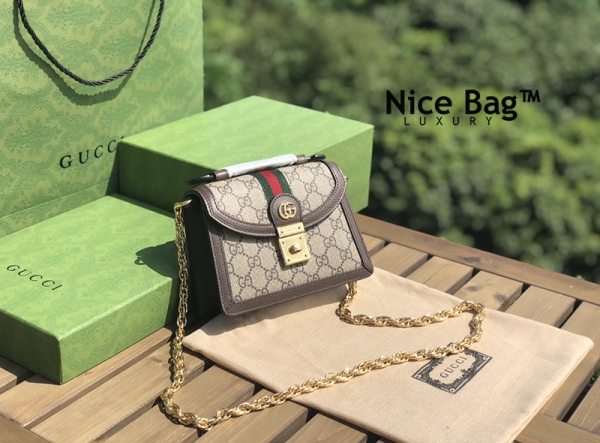 Gucci Ophidia GG mini shoulder bag like authentic sử dụng chất liệu da bò nguyên bản so với chính hãng, được làm hoàn toàn bằng thủ công, chuẩn 99% so với chính hãng, full box và phụ kiện