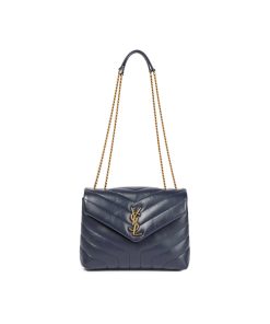 Saint Laurent Loulou Matelassé Small Shoulder Bag Blue chất lượng like authentic sử dụng chất liệu da bò nguyên bản so với chính hãng, được làm thủ công hoàn toàn, chuẩn 99% so với chính hãng