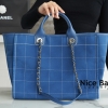 Chanel SHOPPING MAXI Bag 2023 Blue Like authentic sử dụng chất liệu Cotton, Da bê & Kim loại mạ vàng Xanh dương & Trắng nguyên bản như chính hãng, chuẩn 99% full box và phụ kiện, hỗ trợ trả góp bằng thẻ tín dụng