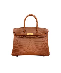 hermes birkin 30 bag crocodile gold brown Like authentic sử dụng chất liệu da cá sấu tự nhiên bắc mỹ, được may thủ công tay 100% chất liệu nguyên bản như chính hãng, chuẩn 99% so với chính hãng, full box và phụ kiện hỗ trợ trả góp bằng thẻ tín dụng